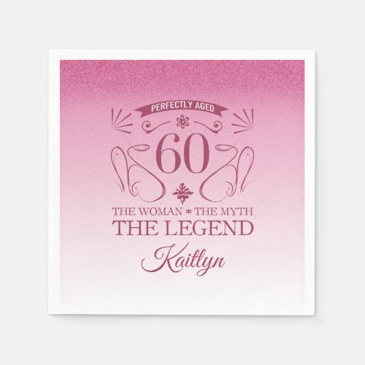 カスタム可愛いハッピー60誕生日 スタンダードカクテルナプキン (正面)