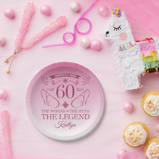 カスタム可愛いハッピー60誕生日 ペーパープレート (パーティー)