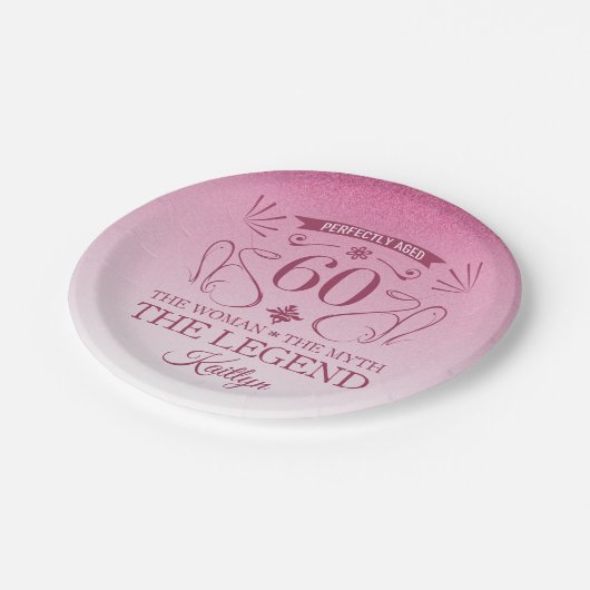 カスタム可愛いハッピー60誕生日 ペーパープレート (アングル)