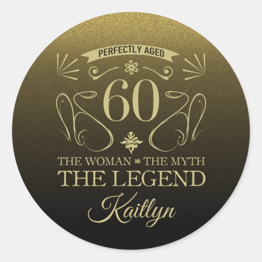 カスタム可愛いハッピー60誕生日 ラウンドシール (正面)