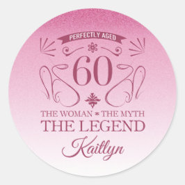 カスタム可愛いハッピー60誕生日 ラウンドシール
