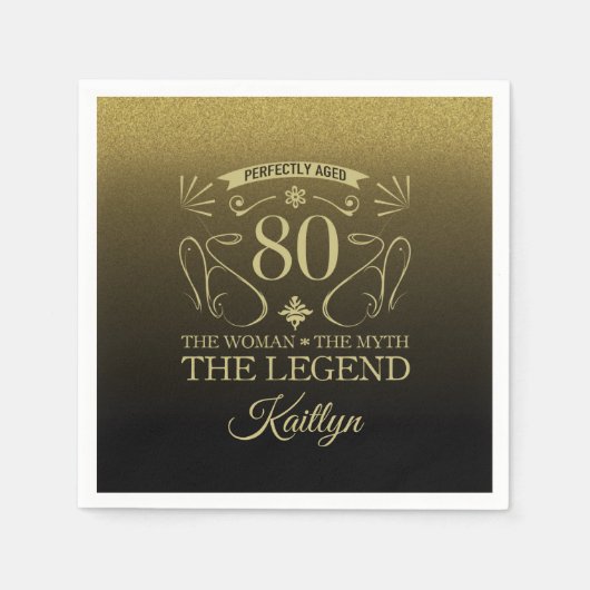 カスタム可愛いハッピー80誕生日 スタンダードカクテルナプキン (正面)