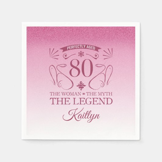 カスタム可愛いハッピー80誕生日 スタンダードカクテルナプキン (正面)