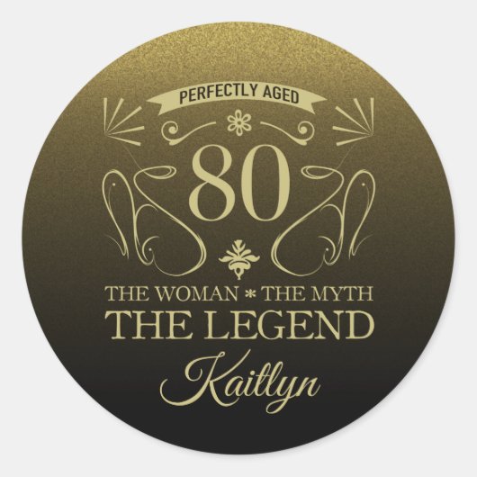 カスタム可愛いハッピー80誕生日 ラウンドシール (正面)