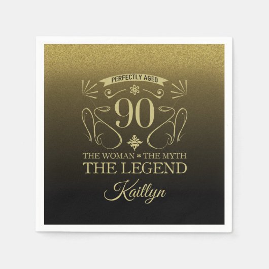 カスタム可愛いハッピー90誕生日 スタンダードカクテルナプキン (正面)