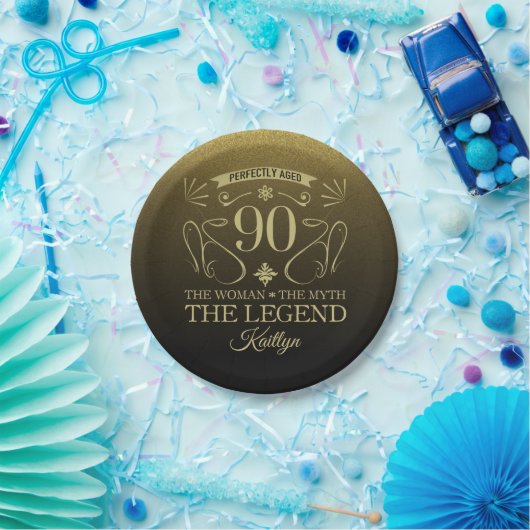 カスタム可愛いハッピー90誕生日 ペーパープレート (パーティー)