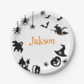 カスタム可愛いハロウィーン名紙プレート – 個人 ペーパープレート (正面)