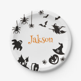 カスタム可愛いハロウィーン名紙プレート – 個人 ペーパープレート