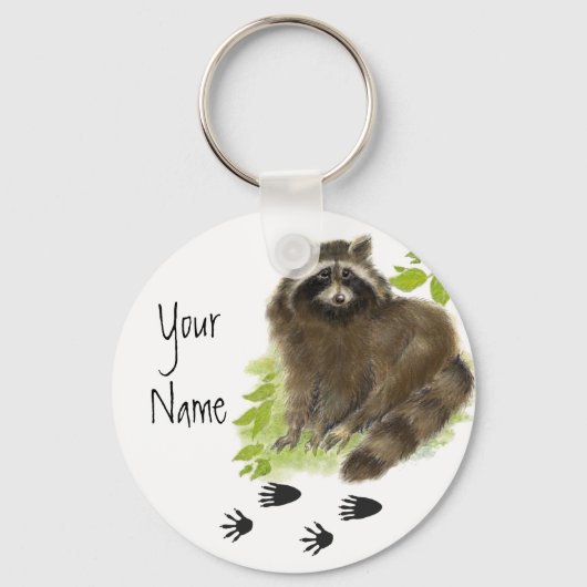 カスタム可愛いパーソナライズされたアライグマのトラック キーホルダー (正面)