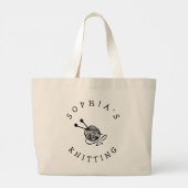 カスタム可愛いパーソナライズされた編み物バッグ ラージトートバッグ (裏面)