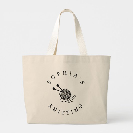 カスタム可愛いパーソナライズされた編み物バッグ ラージトートバッグ (裏面)
