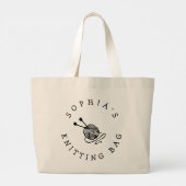 カスタム可愛いパーソナライズされた編み物バッグ ラージトートバッグ (裏面)