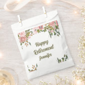 カスタム可愛いピンクのフローラ緑ハッピーリタイア フェイバーバッグ (クリップ留めされた状態)