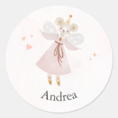 カスタム可愛いピンクのマウスシール ラウンドシール (正面)