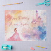 カスタム可愛いピンクの水色プリンセス城 薄葉紙 (クラフト)