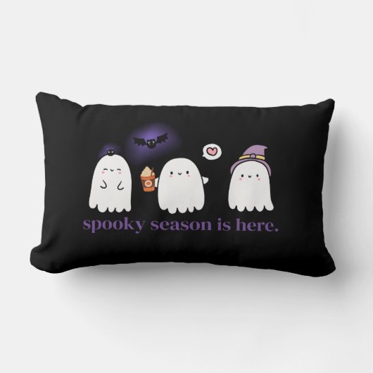 カスタム可愛いフレンドリー幽霊不気味シーズン ランバークッション (正面)