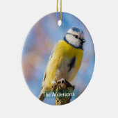 カスタム可愛いブルーイエローバードフォトパーソナライズされた セラミックオーナメント (右)