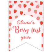 カスタム可愛いベリー最初の誕生日ピンク12写真 バンティングフラッグ (第1の旗)