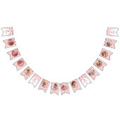 カスタム可愛いベリー最初の誕生日ピンク12写真 バンティングフラッグ (全)