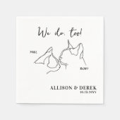 カスタム可愛いペットネームミニマル猫ペットズ結婚ーズ スタンダードカクテルナプキン (正面)