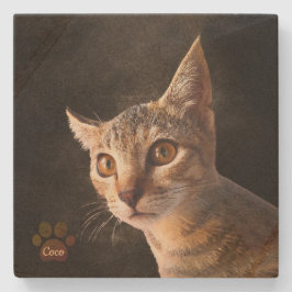 カスタム可愛いペット猫ねこ犬写真テンプレート ストーンコースター