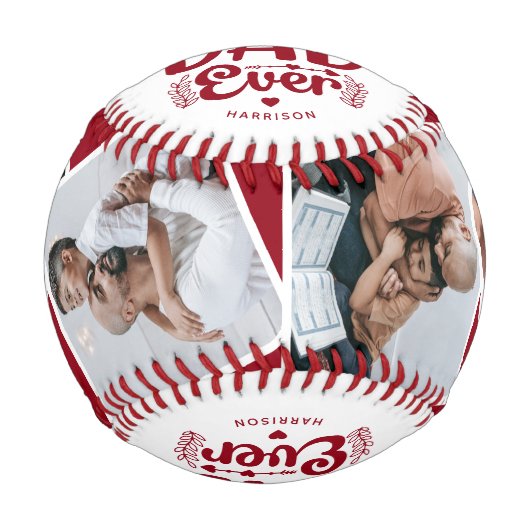 カスタム可愛いボーナスパパ4写真&引用文父ギフト 野球ボール (正面)