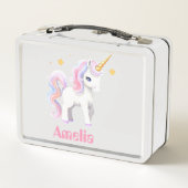 カスタム可愛いユニコーンの水彩一角星 メタルランチボックス (裏面)