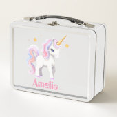 カスタム可愛いユニコーンの水彩一角星 メタルランチボックス (正面)
