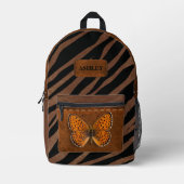 カスタム可愛いユニークゼブラと蝶レザー プリントバックパック (正面)