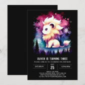 カスタム可愛いライオン誕生日 招待状 (正面/裏面)