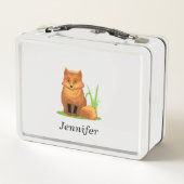 カスタム可愛いリトルキツネ新学期 メタルランチボックス (裏面)