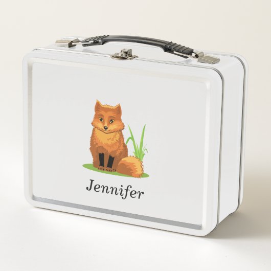 カスタム可愛いリトルキツネ新学期 メタルランチボックス (正面)