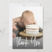 カスタム可愛い写真手書第一誕生日 サンキューカード (正面)