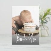 カスタム可愛い写真手書第一誕生日 サンキューカード (スタンド正面)