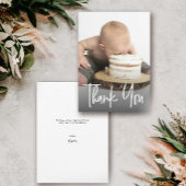 カスタム可愛い写真手書第一誕生日 サンキューカード