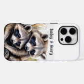 カスタム可愛い可愛いキツネキツネカップル愛の動物 iPhoneケース (裏面横)