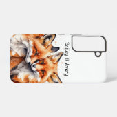 カスタム可愛い可愛いキツネキツネカップル愛の動物 SAMSUNG GALAXYケース (裏面横)