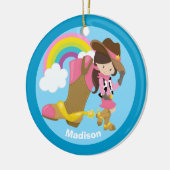 カスタム可愛い女性のカーボーイ セラミックオーナメント (左)