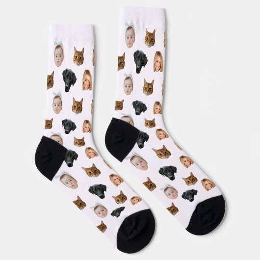 カスタム可愛い家族顔4枚 ソックス (右)