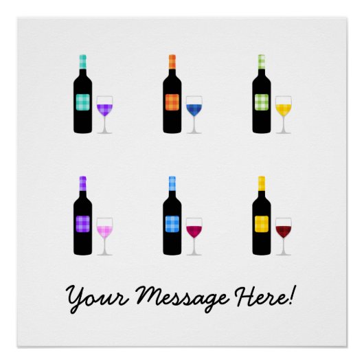 カスタム可愛い市松模様に国のワインボトルポスター ポスター (正面)