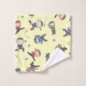 カスタム可愛い忍者パターングリーンブルーオレンジイエロー バスタオルセット (ウォッシュタオル)