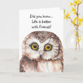カスタム可愛い最高のフクロウの誕生日と友だち カード (黄色い花)