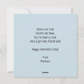 カスタム可愛い水の色テディベアバレンタインデー シーズンカード (裏面)