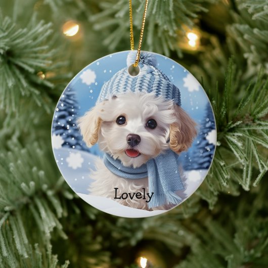 カスタム可愛い犬1写真クリスマスオーナメント セラミックオーナメント (ツリー)