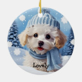 カスタム可愛い犬1写真クリスマスオーナメント セラミックオーナメント (裏面)