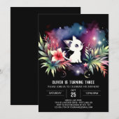 カスタム可愛い猫誕生日 招待状 (正面/裏面)