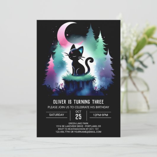 カスタム可愛い猫誕生日 招待状 (スタンド正面)