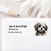 カスタム可愛い白黒子犬住所 シール (インサイチュ)