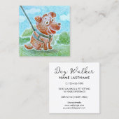 カスタム可愛い笑顔の犬歩く座りサービス スクエア名刺 (正面/裏面)