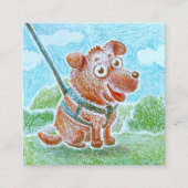 カスタム可愛い笑顔の犬歩く座りサービス スクエア名刺 (正面)